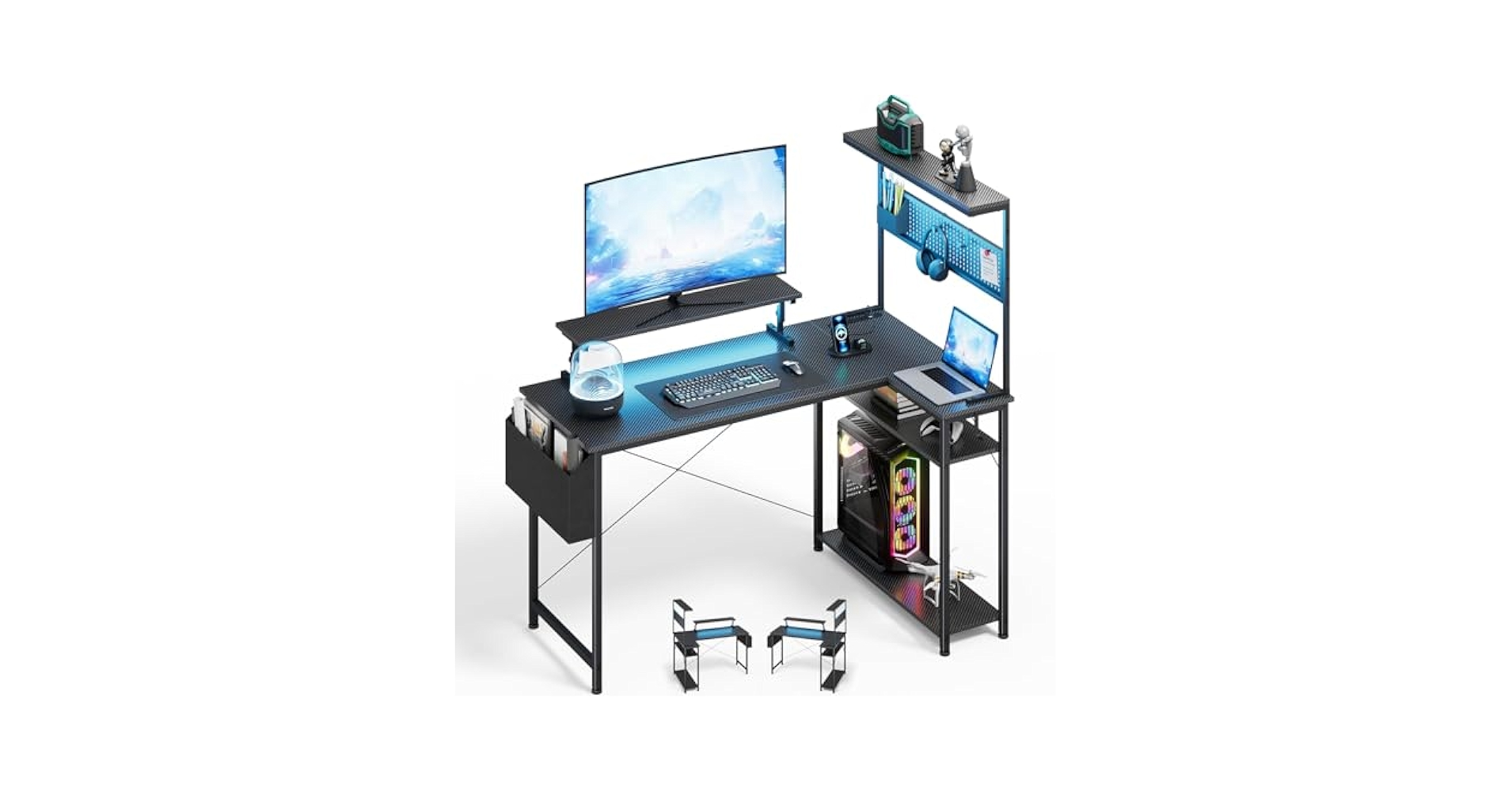 ゲーミングパソコンデスク Amazon | MESERACING ゲーミングデスク パソコンデスク RGB